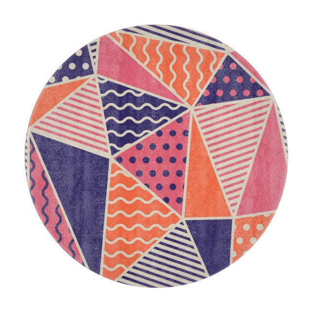 Abstract Triangles: Vintage Geometric Background Cutting Board (Front)