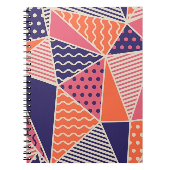 Abstract Triangles: Vintage Geometric Background Notebook (Front)