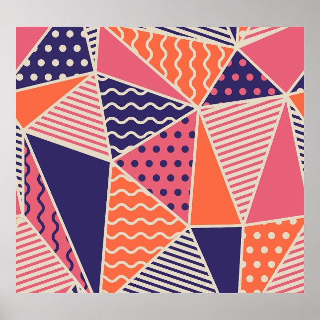Abstract Triangles: Vintage Geometric Background Poster (Front)
