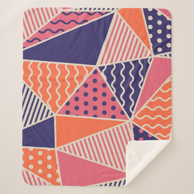 Abstract Triangles: Vintage Geometric Background Sherpa Blanket (Front)
