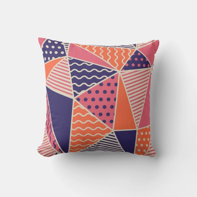 Abstract Triangles: Vintage Geometric Background Throw Pillow (Front)
