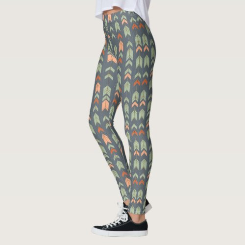 Abstract Tribal Arrows On Blue_Gray Leggings