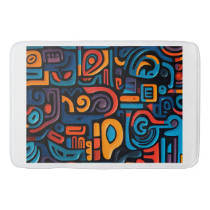 Abstract Tribal Art Blanket Bath Mat