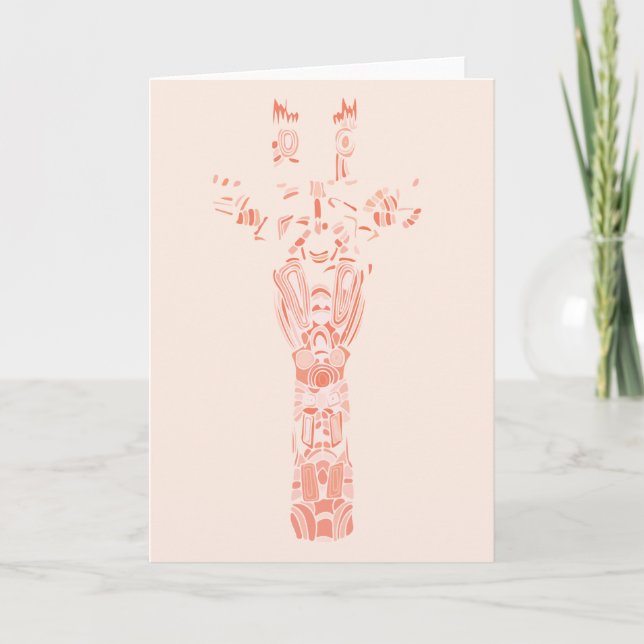 Abstract Tribal Aztec Giraffe Shades Of Pink Card (Front)