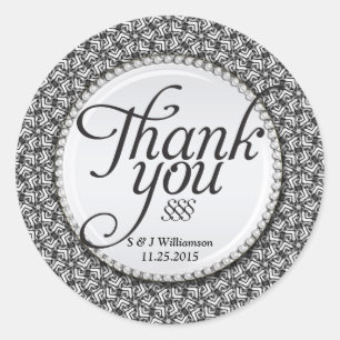 Abstract Tribal Black & White Thank You Stickers