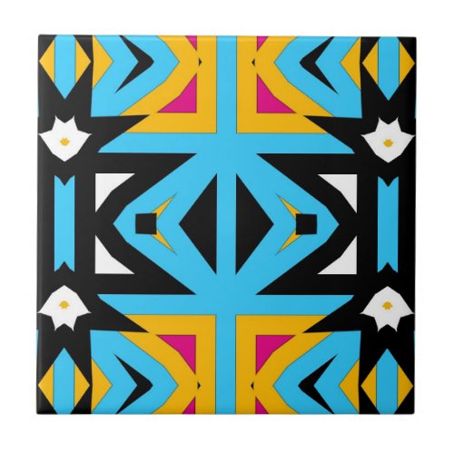 Abstract Tribal Colorful Mosaic Geometric Pattern Ceramic Tile