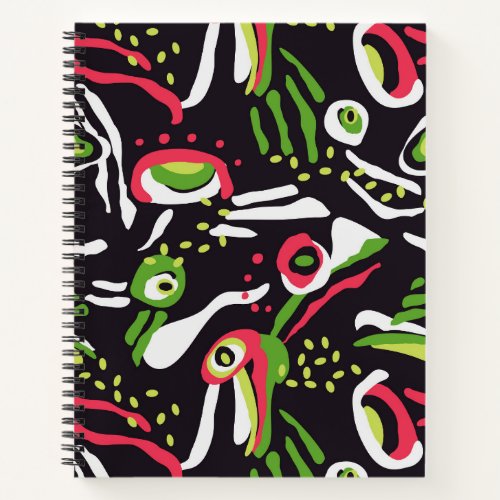 Abstract tribal doodle art vibrant pattern  notebook