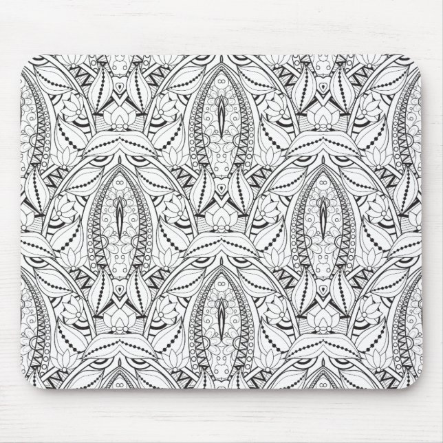 Abstract Tribal Doodle Mouse Pad (Front)