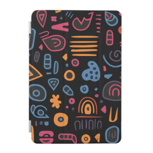 Abstract Tribal Doodle Neon Geometric Black iPad Mini Cover