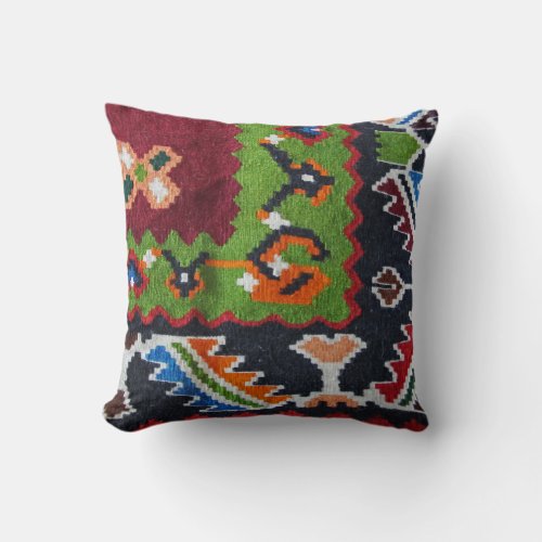 Abstract Tribal Ethnic Boho Woolen Kilim Rug Throw Pillow