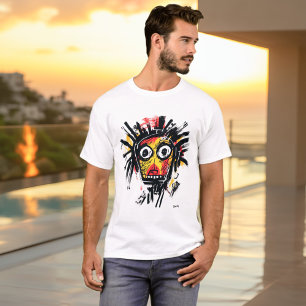 Abstract Tribal Face - Bold Red Yellow Black Urban T-Shirt