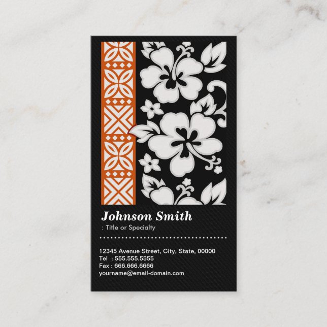 Abstract Tribal Floral Pattern with QR Code Business Card (Front)
