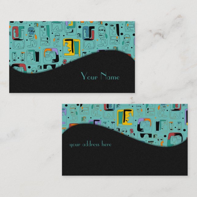 Abstract tribal maya ancient faces pattern 1 business card (Front/Back)