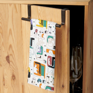 Abstract tribal maya ancient faces pattern 1 kitchen towel