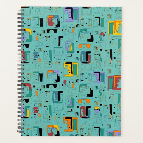 Abstract tribal maya ancient faces pattern 1 planner