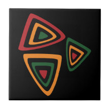 Abstract Tribal Shapes Pattern in Red, Gold, Green
