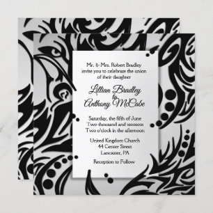 Abstract Tribal Silver Wedding Invitation