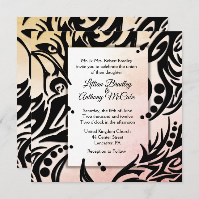 Abstract Tribal Wedding Invitation (Front/Back)