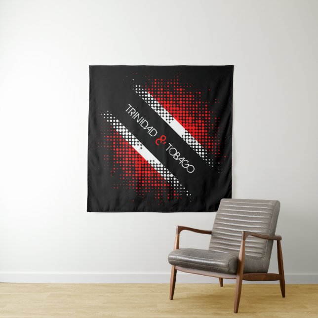 Abstract Trinidad and Tobago Dot Pattern Flag Tapestry (In Situ)