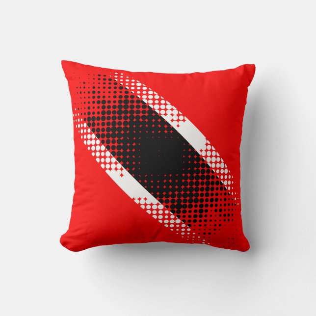 Abstract Trinidad & Tobago Dot Pattern on RED Throw Pillow (Front)