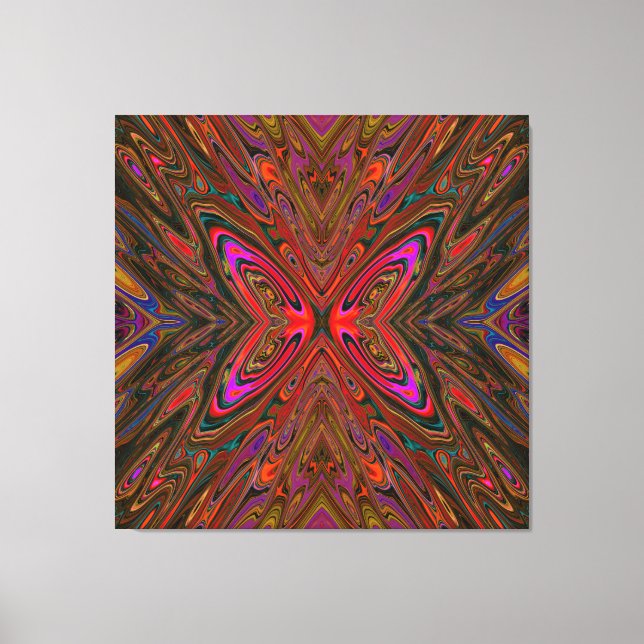 Abstract Trippy Orange and Magenta Butterfly Canvas Print (Front)