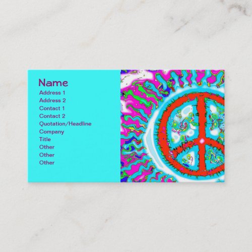 Abstract Trippy Peace Sign Business Card Templates
