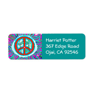 Abstract Trippy Peace Sign Label