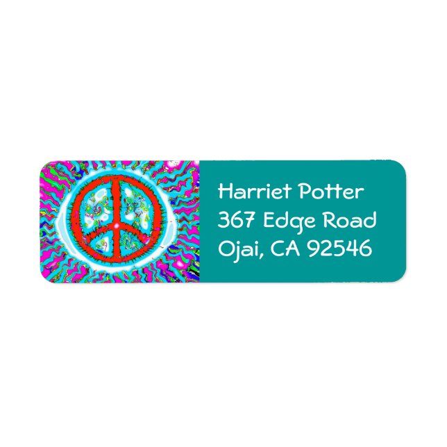 Abstract Trippy Peace Sign Label (Front)