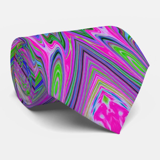 Abstract Trippy Purple, Orange and Green Butterfly Neck Tie (Rolled)