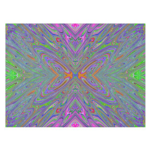 Abstract Trippy Purple, Orange and Green Butterfly Tablecloth