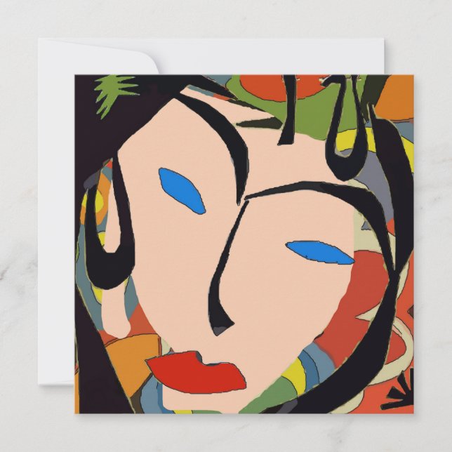 Abstract Tropical Face PArty Invitation (Front)