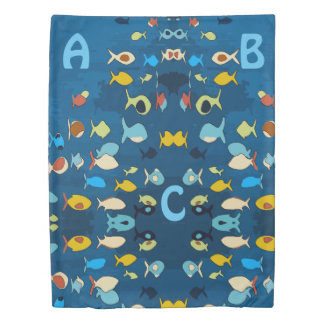 Abstract Tropical Fish add initials Duvet Cover