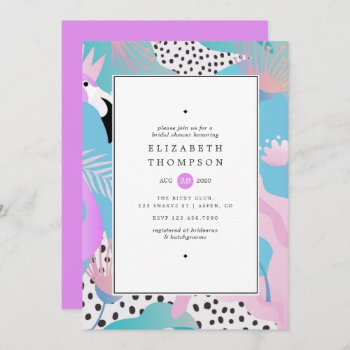 Abstract Tropical Flamingo Bridal Shower Invitation