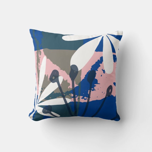Abstract tropical floral art throw pillow (Front)