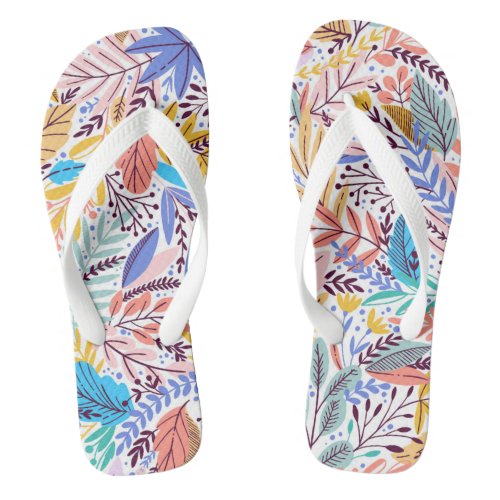 Abstract Tropical Floral Flip Flops