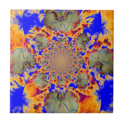  abstract tropical floral mandala painting orchids ceramic tile