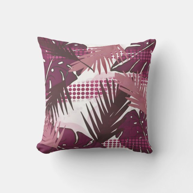 Abstract tropical flower botanical throw pillow (Front)