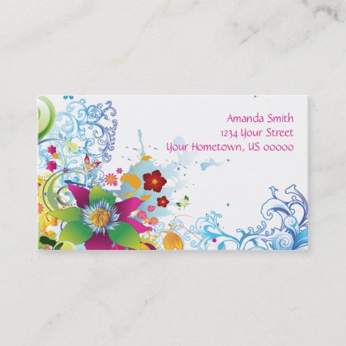 Abstract Tropical Flowers and Swirls Business Card