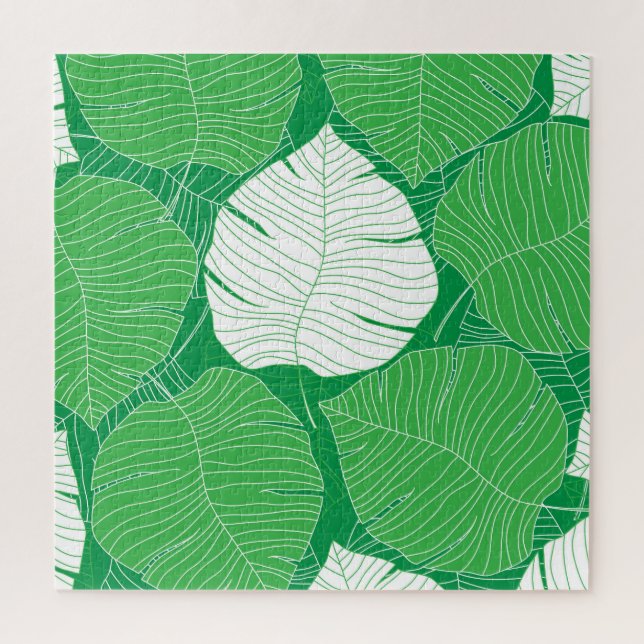 Abstract tropical leaf, artistic painting. jigsaw puzzle (Vertical)