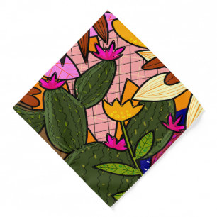 Abstract tropical leaves and flowers bandana