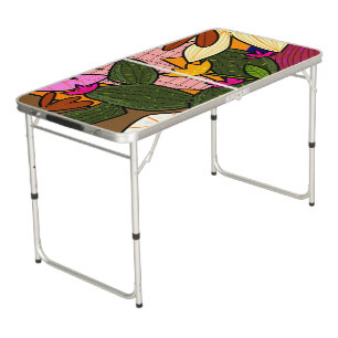 Abstract tropical leaves and flowers   beer pong table