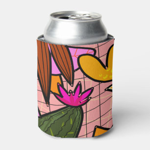 Abstract tropical leaves and flowers can cooler