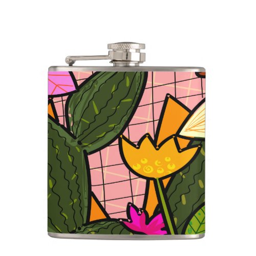 Abstract tropical leaves and flowers   flask