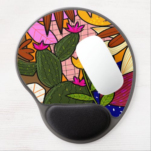 Abstract tropical leaves and flowers   gel mouse pad