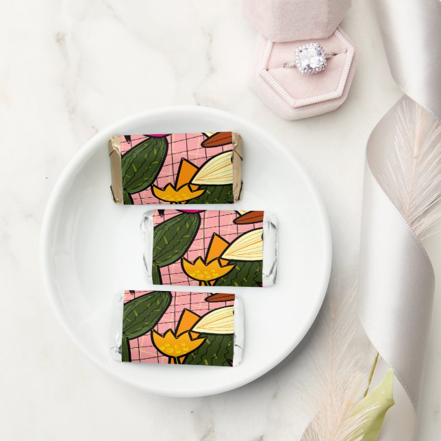 Abstract tropical leaves and flowers   hershey's miniatures (Wedding)