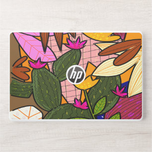 Abstract tropical leaves and flowers HP laptop skin