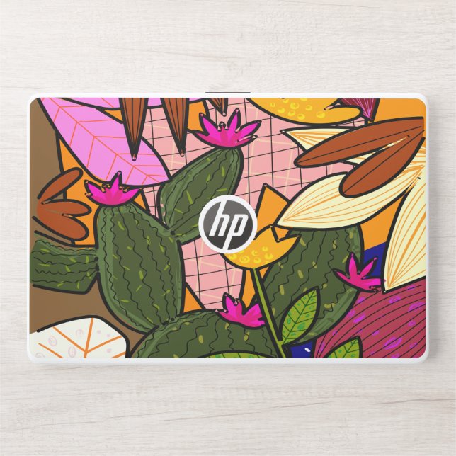 Abstract tropical leaves and flowers  HP laptop skin (Front)