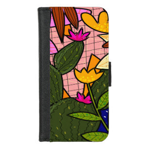 Abstract tropical leaves and flowers iPhone 8/7 wallet case