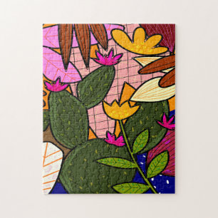 Abstract tropical leaves and flowers  jigsaw puzzle