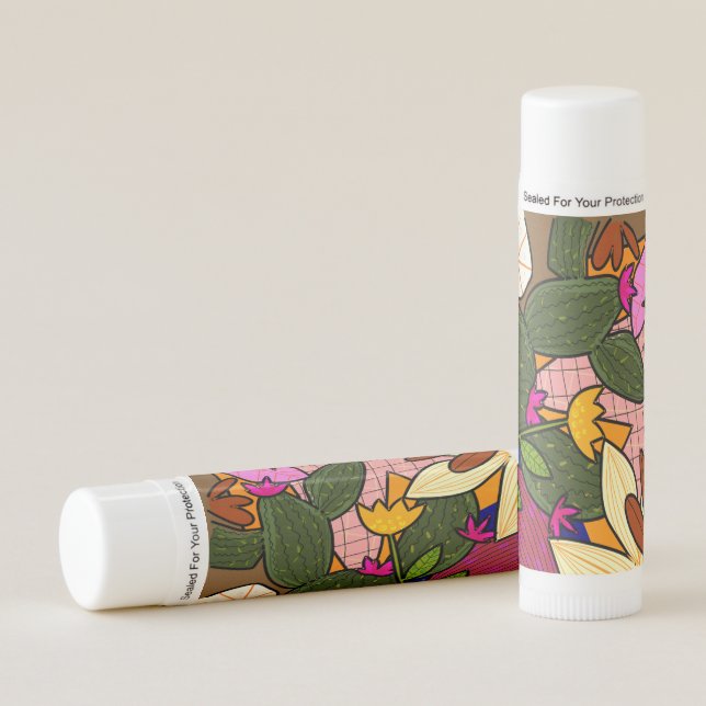 Abstract tropical leaves and flowers   lip balm (Front)